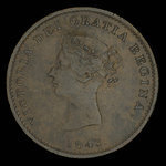 Canada, Province of New Brunswick, 1/2 penny <br /> 1843