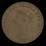 Canada, Province of New Brunswick, 1/2 penny <br /> 1843