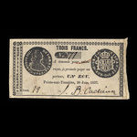 Canada, J.B. Cadieux, 3 francs <br /> June 20, 1837