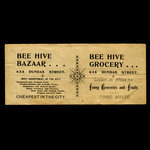 Canada, Bee Hive Bazaar & Grocery, no denomination <br /> 1887