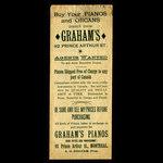 Canada, Britannia Piano Rooms, no denomination <br /> 1887