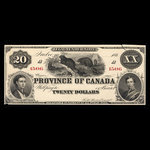 Canada, Province of Canada, 20 dollars <br /> 1866