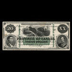 Canada, Province of Canada, 20 dollars <br /> October 1, 1866