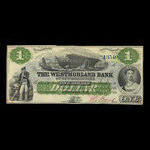 Canada, Westmorland Bank of New Brunswick, 1 dollar <br /> August 1, 1861