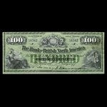 Canada, Bank of British North America, 100 dollars <br /> July 3, 1877