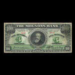 Canada, Molsons Bank, 100 dollars <br /> January 2, 1914