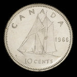 Canada, Elizabeth II, 10 cents <br /> 1966