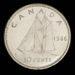 Canada, Elizabeth II, 10 cents <br /> 1966