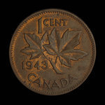 Canada, George VI, 1 cent <br /> 1943