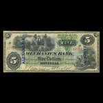 Canada, Mechanics Bank (Montreal), 5 dollars <br /> June 1, 1872
