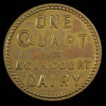 Canada, Agincourt Dairy, 1 quart, milk <br /> 1895