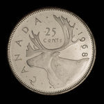 Canada, Elizabeth II, 25 cents <br /> 1968
