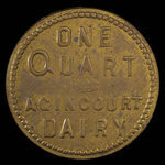Canada, Agincourt Dairy, 1 quart, milk <br /> 1895