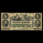 Canada, City Bank (Montreal), 4 dollars <br /> January 1, 1857