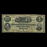 Canada, Merchants Bank of Canada (The), 4 dollars <br /> June 2, 1873