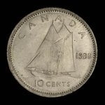 Canada, George VI, 10 cents <br /> 1938