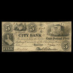 Canada, City Bank (Montreal), 5 dollars <br /> February 1, 1853
