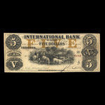 Canada, International Bank of Canada, 5 dollars <br /> September 15, 1858