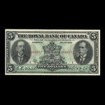 Canada, Royal Bank of Canada, 5 dollars <br /> January 2, 1913