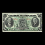 Canada, Royal Bank of Canada, 5 dollars <br /> July 3, 1933