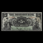 Canada, Dominion Bank, 5 dollars <br /> July 3, 1905