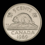 Canada, Elizabeth II, 5 cents <br /> 1969
