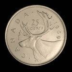 Canada, Elizabeth II, 25 cents <br /> 1969