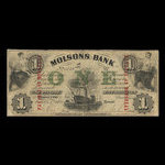Canada, Molsons Bank, 1 piastre <br /> October 1, 1855