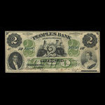 Canada, Peoples Bank of New Brunswick, 2 dollars <br /> January 2, 1874