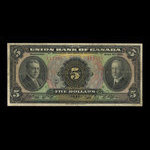 Canada, Union Bank of Canada (The), 5 dollars <br /> July 1, 1921