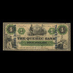Canada, Quebec Bank, 4 dollars <br /> January 2, 1863