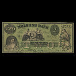 Canada, Molsons Bank, 2 dollars <br /> October 1, 1857