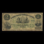 Canada, Union Bank of Lower Canada, 2 dollars <br /> March 1, 1866