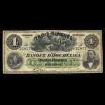 Canada, Banque d'Hochelaga, 4 piastres <br /> July 2, 1877