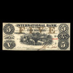 Canada, International Bank of Canada, 5 dollars <br /> September 15, 1858