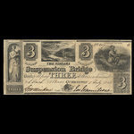 Canada, Niagara Suspension Bridge Bank, 3 dollars <br /> July 1, 1841