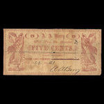 Canada, A.A. Barry, 5 cents <br /> October 18, 1862