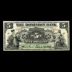 Canada, Dominion Bank, 5 dollars <br /> July 3, 1905