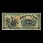 Canada, Royal Bank of Canada, 5 dollars <br /> January 2, 1901