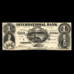 Canada, International Bank of Canada, 1 dollar <br /> September 15, 1858