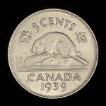 Canada, George VI, 5 cents <br /> 1939