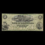 Canada, Bank of Brantford, 2 dollars <br /> November 1, 1859