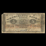 Canada, Merchants' Bank of Halifax, 5 dollars <br /> January 1, 1872