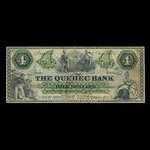 Canada, Quebec Bank, 4 dollars <br /> January 2, 1873