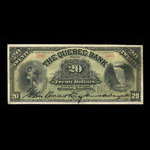 Canada, Quebec Bank, 20 dollars <br /> January 3, 1898