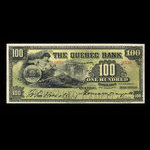 Canada, Quebec Bank, 100 dollars <br /> January 3, 1898