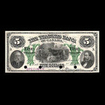 Canada, Traders Bank of Canada, 5 dollars <br /> July 2, 1885