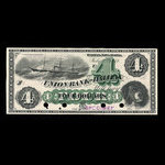 Canada, Union Bank of Halifax, 4 dollars <br /> July 1, 1871