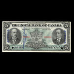 Antigua, Royal Bank of Canada, 5 dollars <br /> January 2, 1913