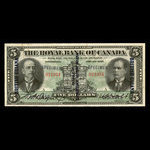 British Guiana, Royal Bank of Canada, 5 dollars <br /> January 2, 1913
